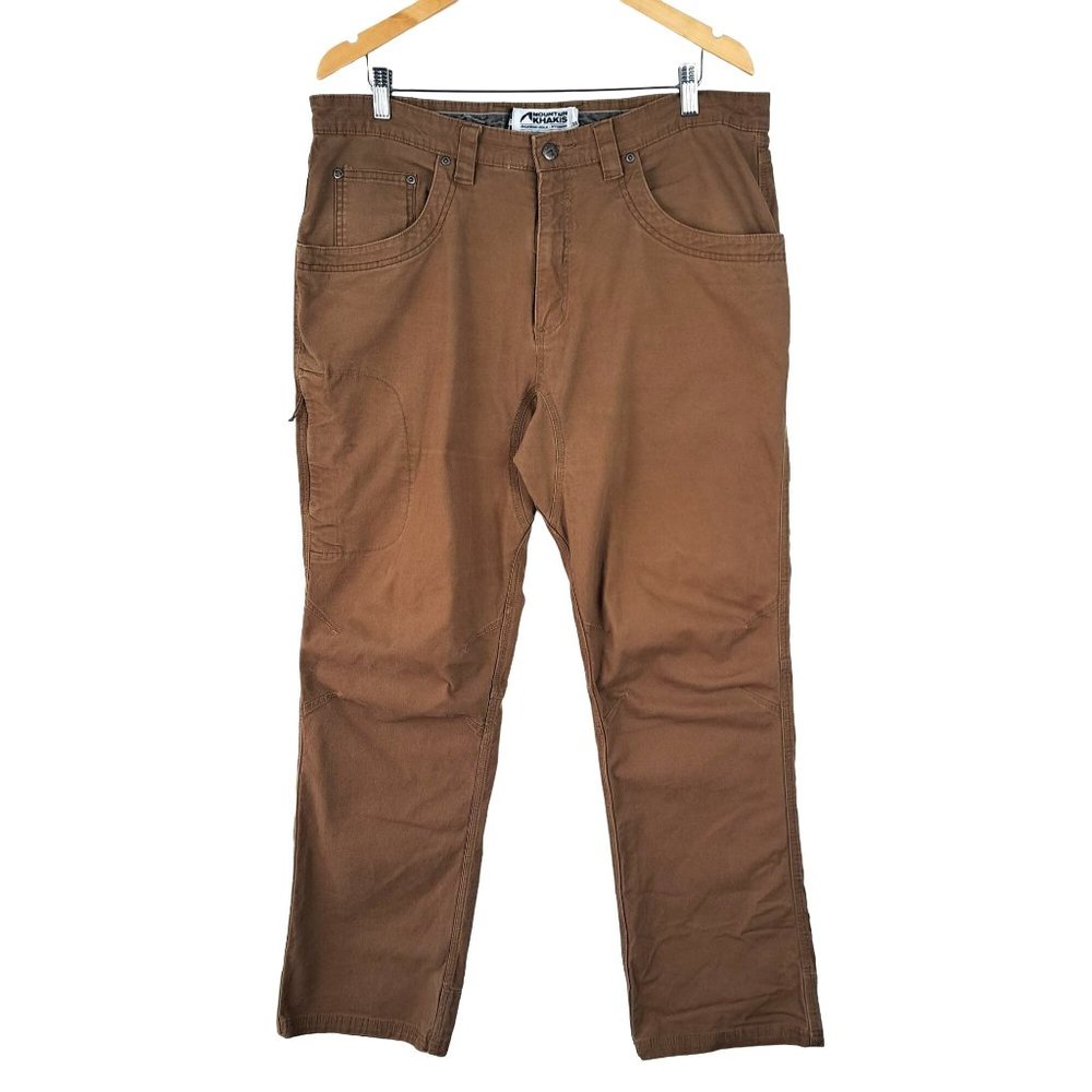 Mountain Khakis Classic Fit Pants Mens Size 38x32 Brown Gusset Hiking Pockets